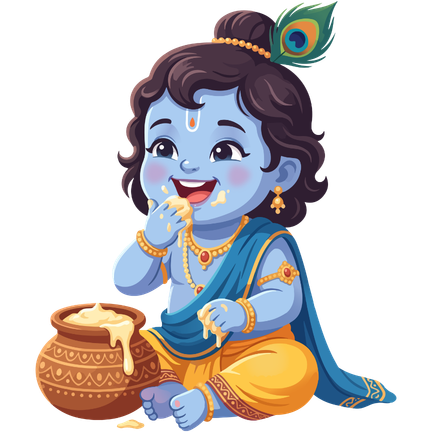 Baby Krishna eating makhan