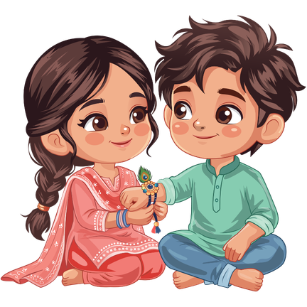 Brother and sister tying Rakhi
